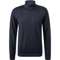 DANIELE FIESOLI Herren Stehkragenpullover blau Merinowolle unifarben von DANIELE FIESOLI