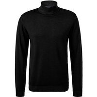 DANIELE FIESOLI Herren Stehkragenpullover schwarz Merinowolle unifarben von DANIELE FIESOLI