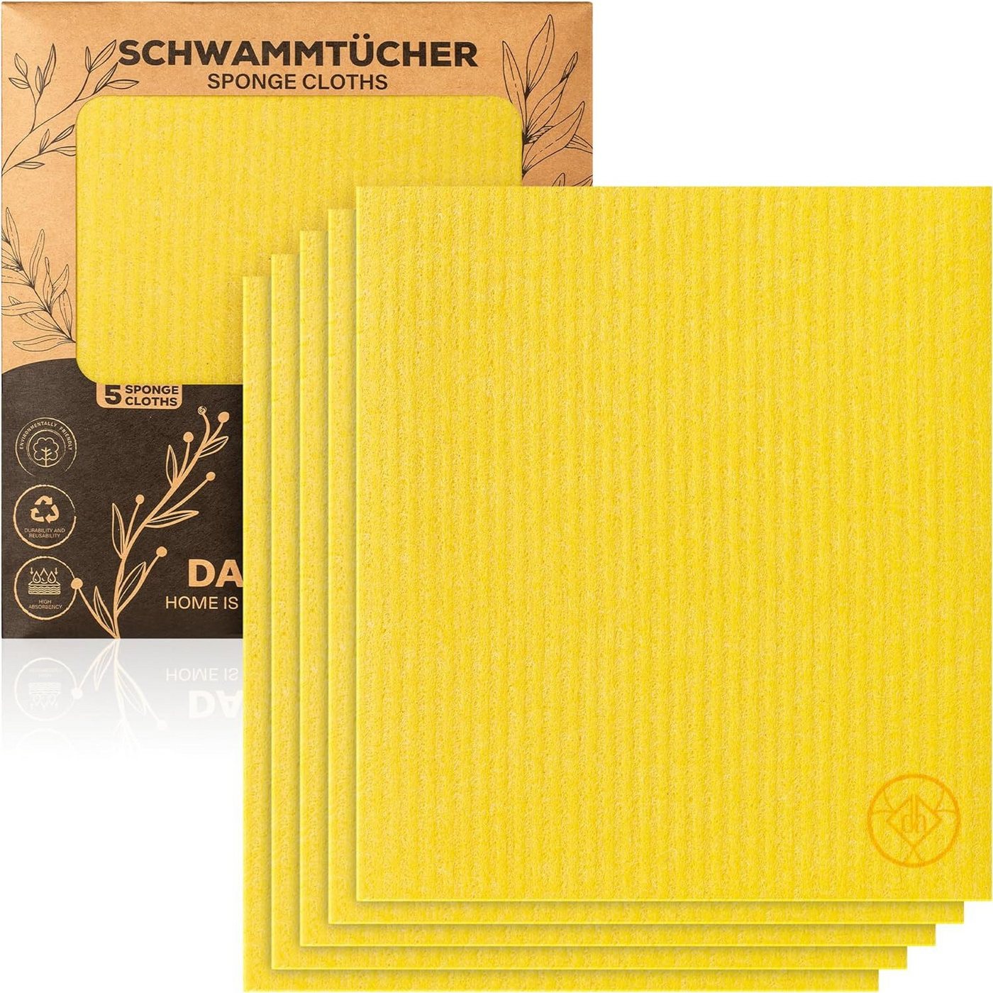 DANIHOME Schwammtuch EcoClean Schwammtücher Gelb 5er-Set – saugstark, waschbar & robust, – vielseitig einsetzbar für Küche, Bad & Haushalt DANIHOME Schwammtuch EcoClean Schwammtücher Gelb 5er-Set – saugstark, waschbar & robust, – vielseitig einsetzbar für Küche, Bad & Haushalt von DANIHOME