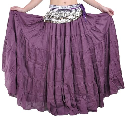 DANIOS Frauen Bauchtanz Langer Swing Rock Elegant Bohème Stil Rock Leinen Knöchellanger Circle Swing Rock - ohne Bund von DANIOS