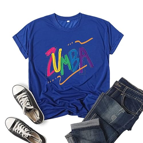 Zumba Athletic Short Sleeves Grafik Bedruckt T-Shirt Tanz Workout Top Casual T-Shirt für Frauen Slim Fit von DANIOS