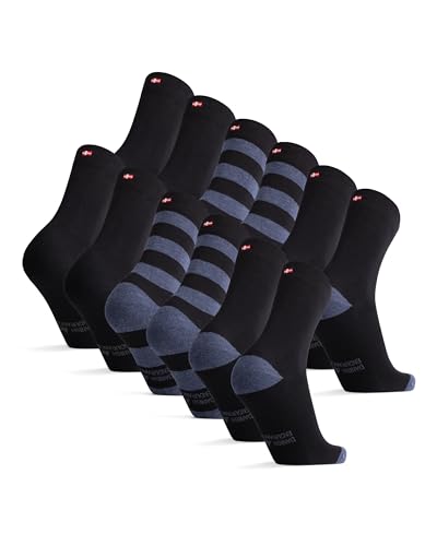 6 Paar Classic Socken aus Baumwolle für Damen & Herren, Business Socken, klassische Anzugsocken (Mehrfarbig (2x Schwarz, 2x Schwarz/Blaue Streifen, 2x Schwarz/Blaue Ferse und Zehen), EU 43-47) von DANISH ENDURANCE