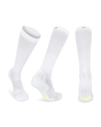 Abgestufte Kompression Socken für Männer & Frauen EU 35-38 // UK 3-5 Einfarbig Weiß - 1 Paar von DANISH ENDURANCE