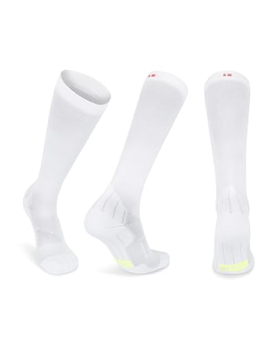 Abgestufte Kompression Socken für Männer & Frauen EU 39-42 // UK 6-8 Einfarbig Weiß - 1 Paar von DANISH ENDURANCE