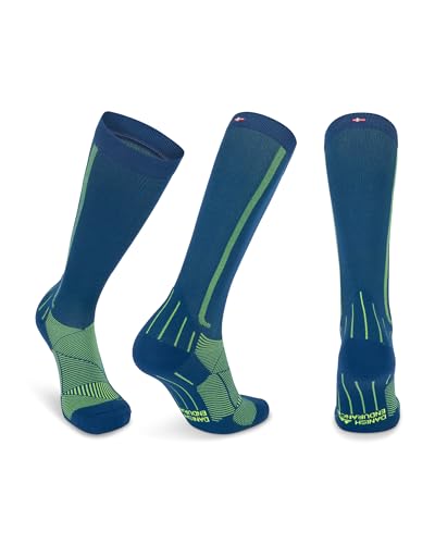 Abgestufte Kompression Socken für Männer & Frauen EU 43-47 // UK 9-12 Blau/Neon Gelb - 1 Paar von DANISH ENDURANCE