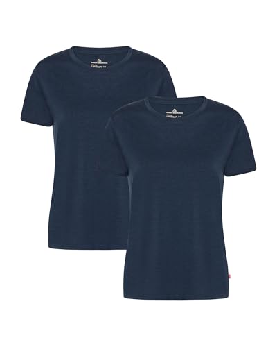DANISH ENDURANCE 100% Merino Shirt Damen, Geruchsresistentes T Shirt, Wandershirt, Funktionsshirt, 2er-Pack, Dunkles Marineblau, M von DANISH ENDURANCE