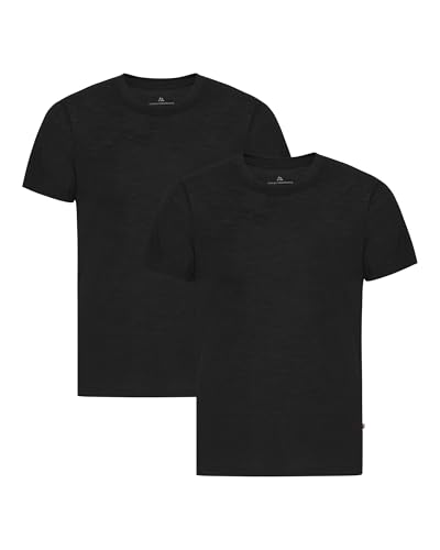 DANISH ENDURANCE 100% Merinowolle T-Shirt Herren, Atmungsaktives Unterhemd, Funktionsshirt, 1er oder 2er Pack, Schwarz, XL von DANISH ENDURANCE