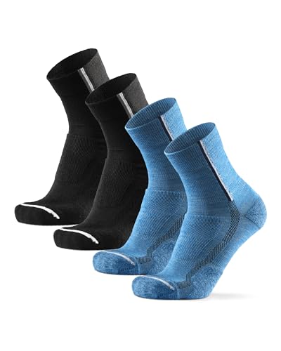 DANISH ENDURANCE Merino Fahrradsocken, Gepolstert, Atmungsaktiv, für Herren & Damen, 2 Paar, Mehrfarbig (1x Schwarz, 1x Blau) 39-42 von DANISH ENDURANCE