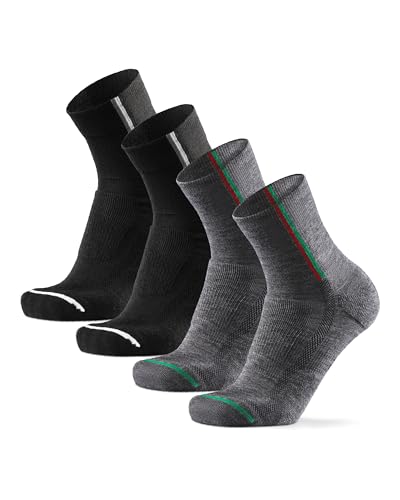 DANISH ENDURANCE Merino Fahrradsocken, Gepolstert, Atmungsaktiv, für Herren & Damen, 2 Paar, Mehrfarbig (1x Schwarz, 1x Grau) 39-42 von DANISH ENDURANCE