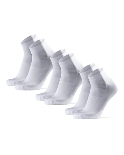 DANISH ENDURANCE Kurze Fahrrad Socken, Sommer Rennrad Socken, Gepolstert, Unisex, für Herren & Damen, 3 Paar, Mehrfarbig (1x Weiß, 2x Weiß/Schwarz), 43-47 von DANISH ENDURANCE