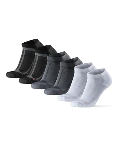 DANISH ENDURANCE 3 Paar Kurze Laufsocken, Technisch, Anti-Blasen Polsterung, für Damen & Herren Mehrfarbig (1x Schwarz/Grau, 1x Grau/Schwarz, 1x Weiß) 39-42 von DANISH ENDURANCE