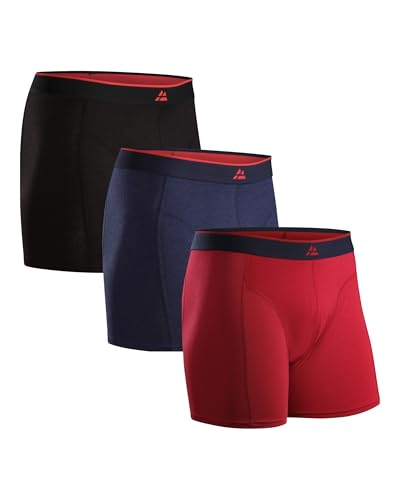 DANISH ENDURANCE 3er Pack Bambus Boxershorts Herren, Mit oder ohne Eingriff, Mehrfarbig (1x Schwarz, 1x Marineblau, 1x Rot), L von DANISH ENDURANCE