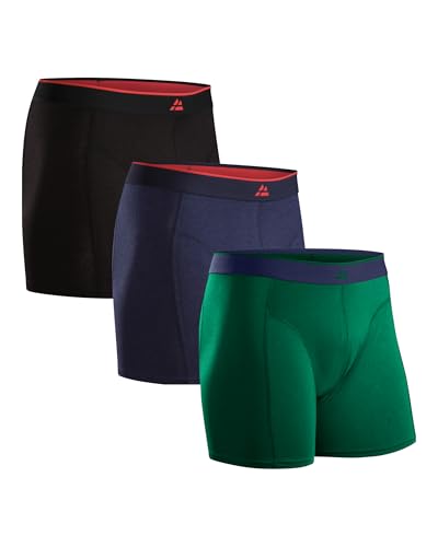 DANISH ENDURANCE 3er Pack Bambus Boxershorts Herren, Mit oder ohne Eingriff, Mehrfarbig (1x Schwarz, 1x Marineblau, 1xGrün), M von DANISH ENDURANCE