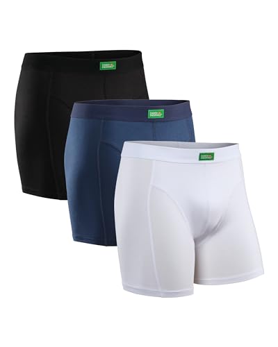 DANISH ENDURANCE 3er Pack Boxershorts Herren aus Bio-Baumwolle, Weicher Bund, Komfort Passform, Ohne Etikett, für Herren Mehrfarbig (1x Schwarz, 1x Blau, 1x Weiß) 3XL von DANISH ENDURANCE