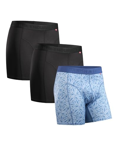 DANISH ENDURANCE 3er Pack Sport Boxershorts Herren, Mit regulärem oder langem Bein, Mehrfarbig (2X Schwarz, 1x Blau Mosaik) XXL von DANISH ENDURANCE