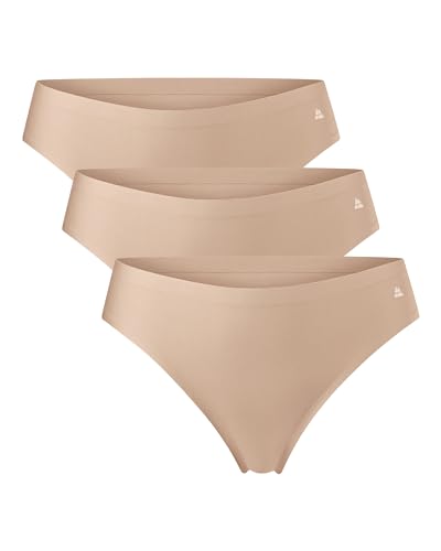 DANISH ENDURANCE 3er Pack Unsichtbare String Tangas aus Mikrofaser, für Sport & Alltag, für Damen Beige L von DANISH ENDURANCE