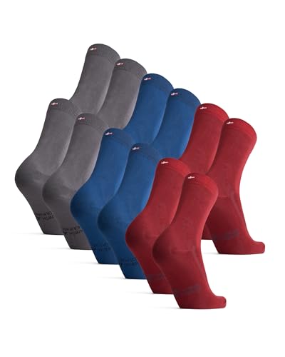 DANISH ENDURANCE 6 Paar Classic Weiche Socken für Herren & Damen (Mehrfarbig (2x Grau, 2x Blau, 2x Weinrot), 39-42) von DANISH ENDURANCE