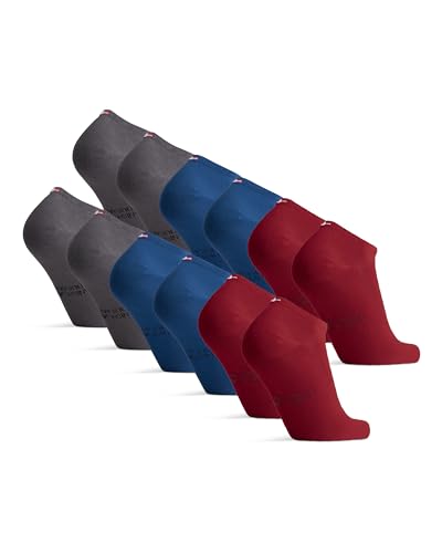 DANISH ENDURANCE 6 Paare Low-Cut Socken für Damen & Herren (Mehrfarbig (2x Grau, 2x Blau, 2x Weinrot), 39-42) von DANISH ENDURANCE