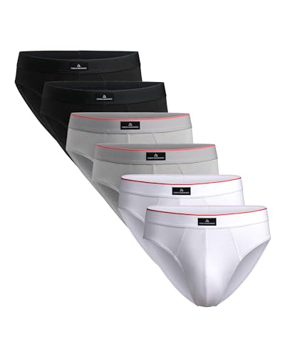 DANISH ENDURANCE 6er Pack, Klassischer Slip Herren aus Baumwolle, Herren Unterwäsche, Weich, Mit Stretch, Ohne Etikett Mehrfarbig (2X Schwarz, 2X Grau, 2X Weiß) 3XL von DANISH ENDURANCE