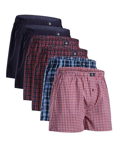 DANISH ENDURANCE 6er Pack American Boxershorts, 100% Bio-Baumwolle, Weich, Atmungsaktiv, für Herren Blau/Rot 6er Pack M von DANISH ENDURANCE