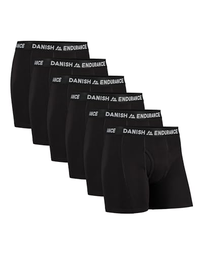 DANISH ENDURANCE 6er Pack Boxershorts Herren, Weiche Baumwolle, Unterhosen Männer mit Stretch, Bequem & Ohne Zettel Schwarz mit Eingriff 3XL von DANISH ENDURANCE