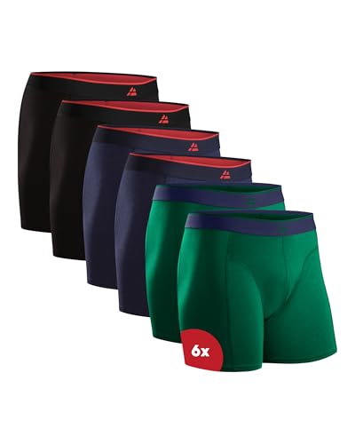 DANISH ENDURANCE Bambus Boxershorts Herren, Mit oder ohne Eingriff, 6er oder 10er Pack, Mehrfarbig (2X Schwarz, 2X Marineblau, 2xGrün), XL von DANISH ENDURANCE