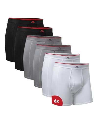 DANISH ENDURANCE Bambus Boxershorts Herren (6er|10er Pack), Unterhosen Herren, Mit oder ohne Eingriff Mehrfarbig (2X Schwarz, 2X Grau, 2X Weiß) L von DANISH ENDURANCE