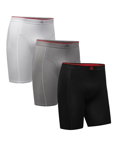 DANISH ENDURANCE Bambus Boxershorts Herren mit langem Bein, Superweich & Atmungsaktiv, 3 oder 6er Pack Mehrfarbig (1x Schwarz, 1x Grau, 1x Weiß) XL von DANISH ENDURANCE