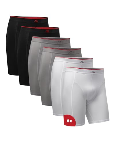 DANISH ENDURANCE Bambus Boxershorts Herren mit langem Bein, Superweich & Atmungsaktiv, 3 oder 6er Pack Mehrfarbig (2X Schwarz, 2X Grau, 2X Weiß) 3XL von DANISH ENDURANCE