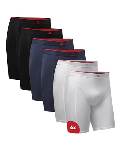 DANISH ENDURANCE Bambus Boxershorts Herren mit langem Bein, Superweich & Atmungsaktiv, 3 oder 6er Pack Mehrfarbig (2X Schwarz, 2X Marineblau, 2X Weiß) L von DANISH ENDURANCE
