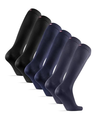 DANISH ENDURANCE Weiche Kniestrümpfe für Herren & Damen, kniehohe Socken, 3 Pack (Mehrfarbig (1x Grau, 1x Marineblau, 1x Schwarz), 43-47) von DANISH ENDURANCE