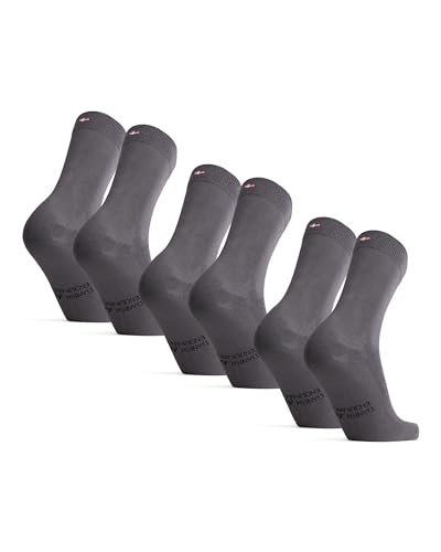 DANISH ENDURANCE Weiche Socken für Herren & Damen, Business & Freizeit, Schwarz, Grün, Blau, 3 Paare (Grau, EU 43-47) von DANISH ENDURANCE