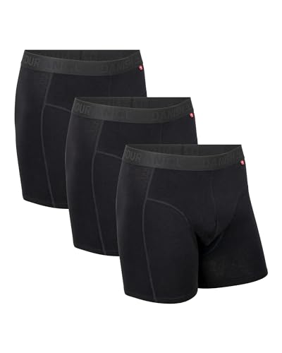 DANISH ENDURANCE Boxershorts aus Bio-Baumwolle für Herren, 3 Pack, Ohne Zettel, Weicher Bund, Schwarz, Weiß, Blau (Schwarz, Small) von DANISH ENDURANCE