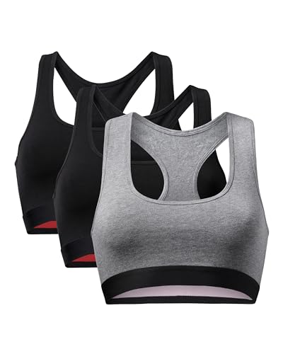 DANISH ENDURANCE Damen Bralette BH aus Bio-Baumwolle, 3 Pack, Bügellos und bequemer Halt (Mehrfarbig (2X Schwarz, 1x Dunkelgrau), Small) von DANISH ENDURANCE