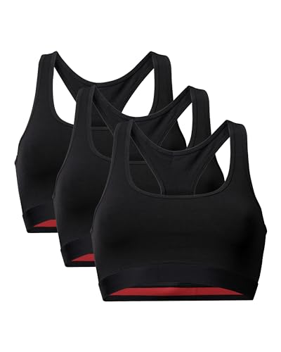 DANISH ENDURANCE Damen Bralette BH aus Bio-Baumwolle 3 Pack (Schwarz, Large) von DANISH ENDURANCE