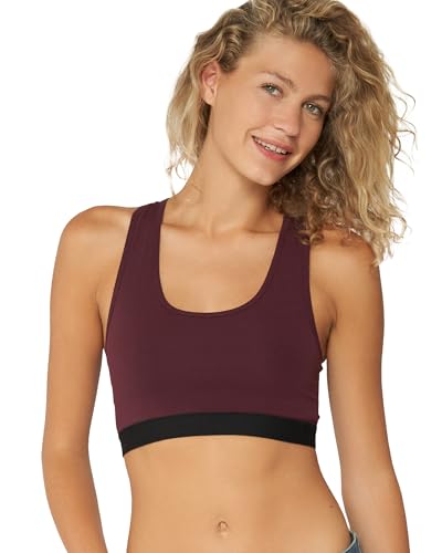 DANISH ENDURANCE Damen Cotton Bralette BH, Weiche Bio-Baumwolle, 1er und 3er Pack, BHS ohne Bügel, bequem, angenhmer Halt (Weinrot, Large) von DANISH ENDURANCE