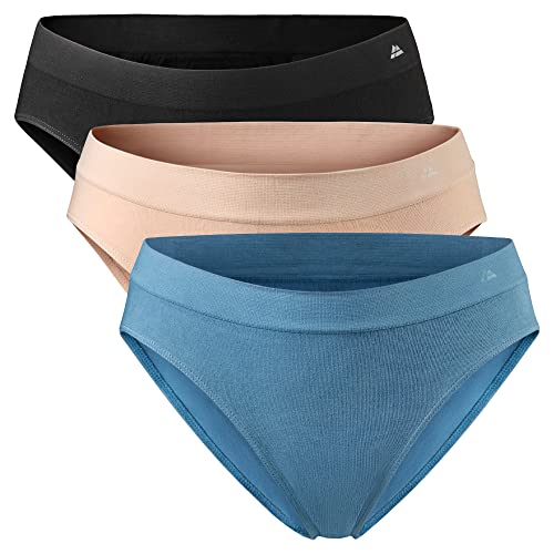 DANISH ENDURANCE Damen Panties aus Viskose 3 Pack (Mehrfarbig (1 x Schwarz, 1 x Nude Beige, 1 x Blau), Medium/Large) von DANISH ENDURANCE