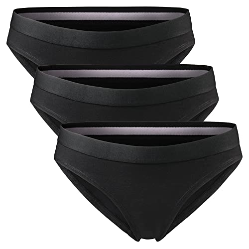 DANISH ENDURANCE Damen Slip aus Bio-Baumwolle, 3 Pack, Schwarz, Unterhose Bikini-Schnitt (Schwarz, Medium) von DANISH ENDURANCE