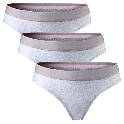 DANISH ENDURANCE Damen Tanga aus Bio-Baumwolle 3 Pack (Grau, Medium) von DANISH ENDURANCE