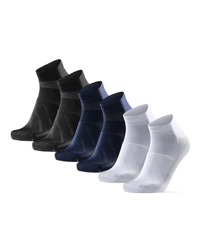 DANISH ENDURANCE Fahrradsocken Low-Cut für Herren & Damen 3 Paare (Mehrfarbig (1 x Weiß, 1 x Schwarz, 1 x Dunkelblau), EU 43-47) von DANISH ENDURANCE