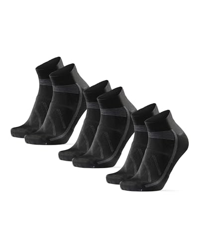 DANISH ENDURANCE Kurze Fahrrad Socken, Sommer Rennrad Socken, Gepolstert, Unisex, für Herren & Damen, 3 Paar, Schwarz, 43-47 von DANISH ENDURANCE