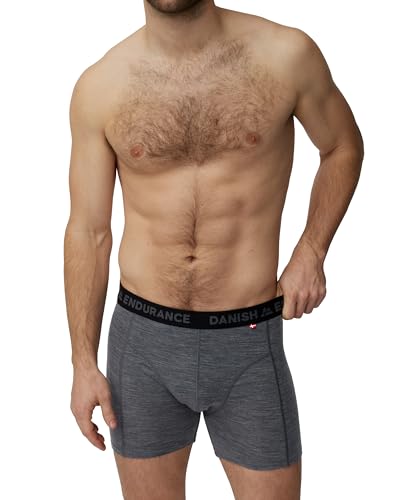 DANISH ENDURANCE Herren Boxershorts aus Merinowolle Grau Melange XXL von DANISH ENDURANCE