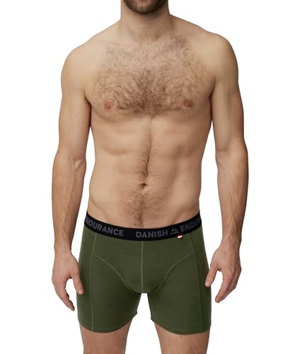 DANISH ENDURANCE Herren Boxershorts aus Merinowolle Grün Melange L von DANISH ENDURANCE