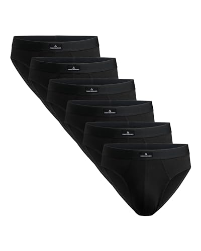 DANISH ENDURANCE Herren Slip aus Baumwolle, ohne kratzende Etiketten, Schwarz, Grau, Weiß, 6 Pack (Schwarz, Large) von DANISH ENDURANCE