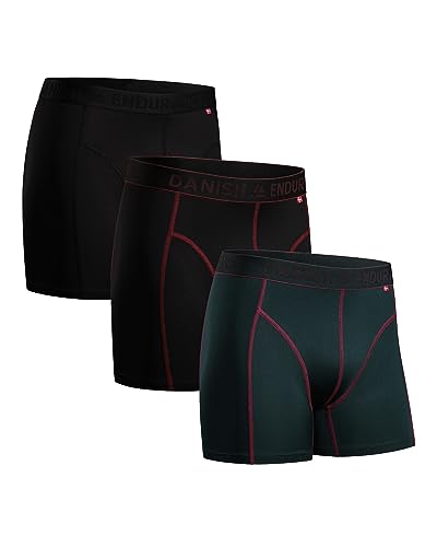 DANISH ENDURANCE Herren Sport Boxershorts 3 Pack (Mehrfarbig (1 x schwarz, 1 x grün/lila, 1 x schwarz/rot), XX-Large) von DANISH ENDURANCE