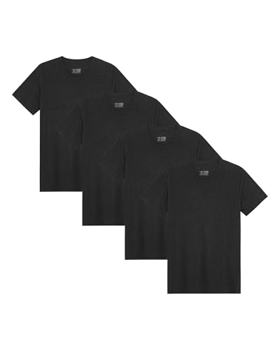 DANISH ENDURANCE Kurzarm Herren T Shirt aus Modal & Bio-Baumwolle, Rundhals-Ausschnitt, 1er, 2er oder 4er Pack Schwarz M von DANISH ENDURANCE
