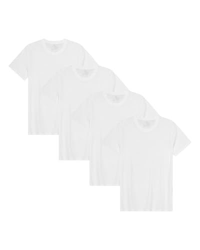 DANISH ENDURANCE Kurzarm Herren T Shirt aus Modal & Bio-Baumwolle, Rundhals-Ausschnitt, 1er, 2er oder 4er Pack Weiß L von DANISH ENDURANCE