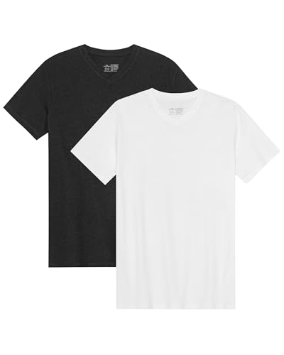 DANISH ENDURANCE Kurzarm Herren T Shirt aus Modal & Bio-Baumwolle, V-Ausschnitt, 1er, 2er oder 4er Pack, Mehrfarbig (1xWeiß, 1xSchwarz) - 2er Pack, L von DANISH ENDURANCE