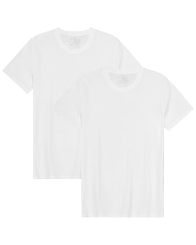 DANISH ENDURANCE Kurzarm Herren T Shirt aus Modal & Bio-Baumwolle, Rundhals-Ausschnitt, 1er, 2er oder 4er Pack, Rund - Weiß - 2er Pack, M von DANISH ENDURANCE