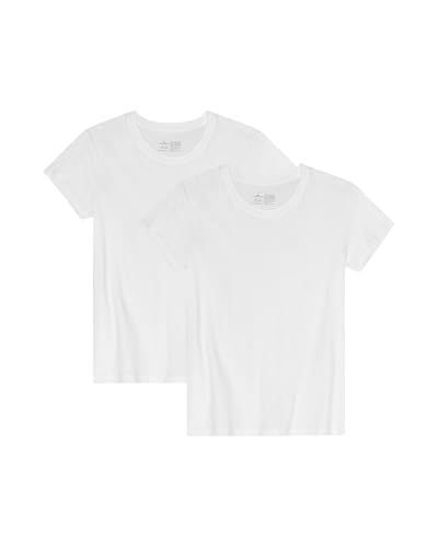 DANISH ENDURANCE Kurzarm Shirt aus Modal & Bio-Baumwolle, Rund- oder V-Ausschnitt, für Damen (1er | 2er Pack), Rund - Weiß - 2er Pack, XL von DANISH ENDURANCE